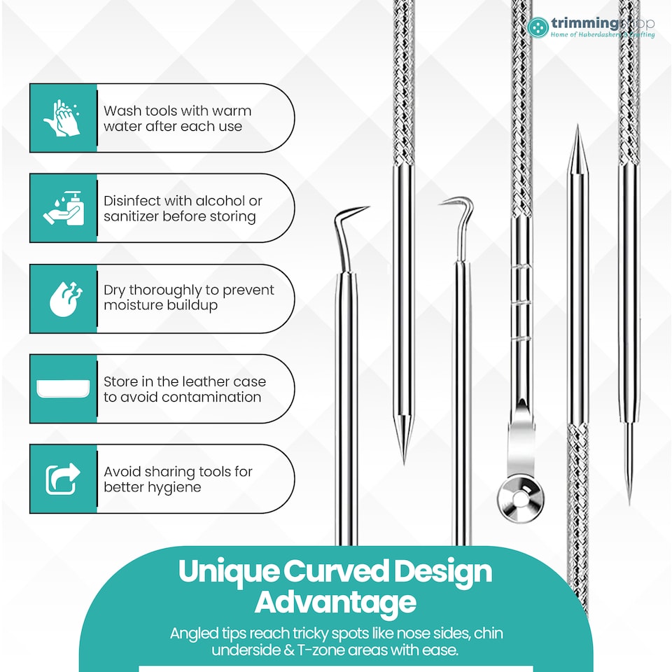 image 1 of Blackhead Remover Tool Set with Storage Case, Stainless Steel Tools - 9pcs
