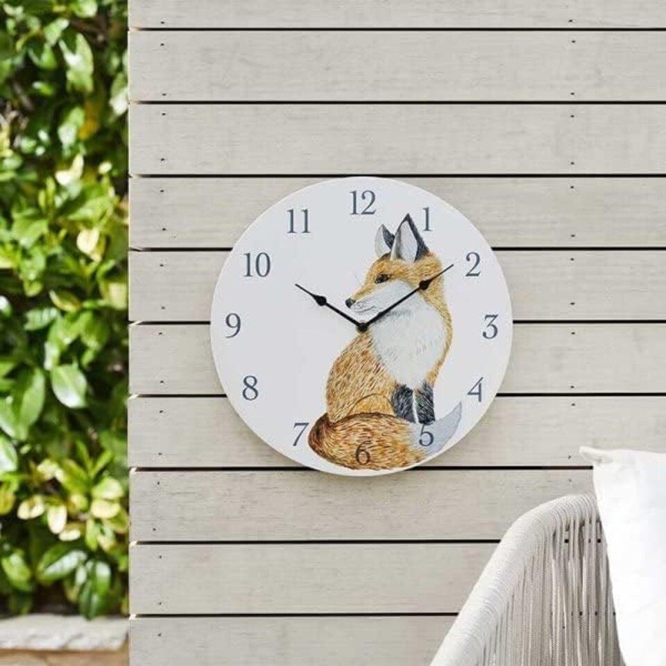 image 1 of Marco Paul Fox 30cm Clock and Thermometer White
