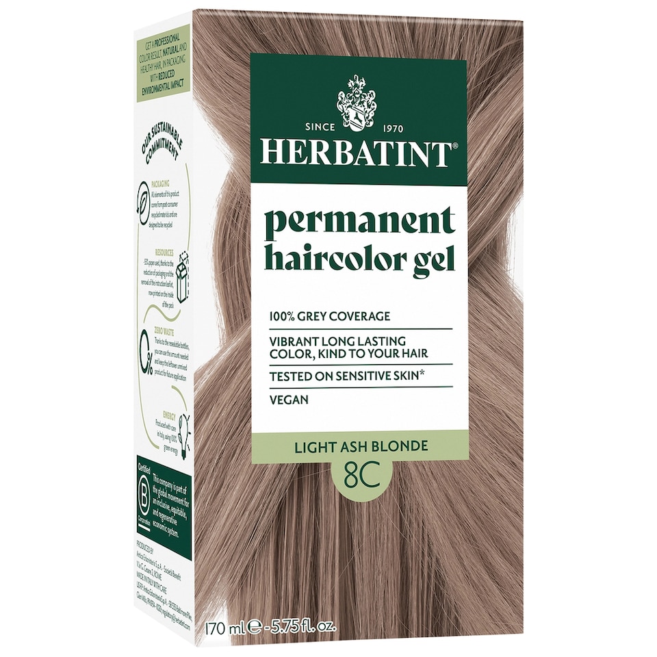 8C Light Ash Blonde Hair Colour 170ml (Herbatint) | Multi