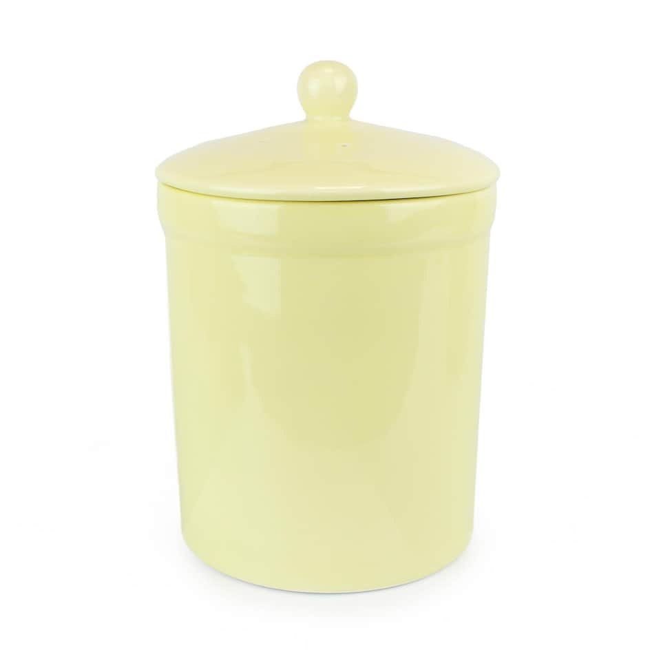image 1 of Yellow Ceramic Compost Caddy - Portland Kitchen Ceramic Compost Bin for Food Waste Recycling