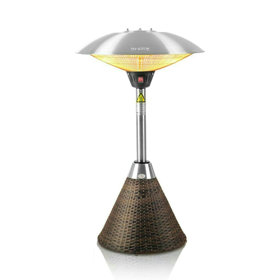 image 1 of Halogen Bulb Electric Infrared Table Top Heater Brown Base 2.1kW IP44