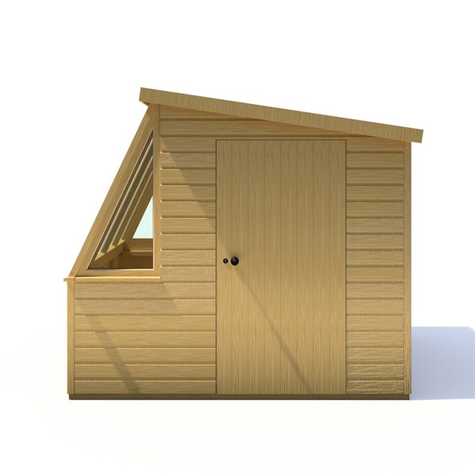 image 1 of Iceni 8 x 8 Feet Potting Shed Pre Hung Doors with Opening Glass Side Window Style B Brown