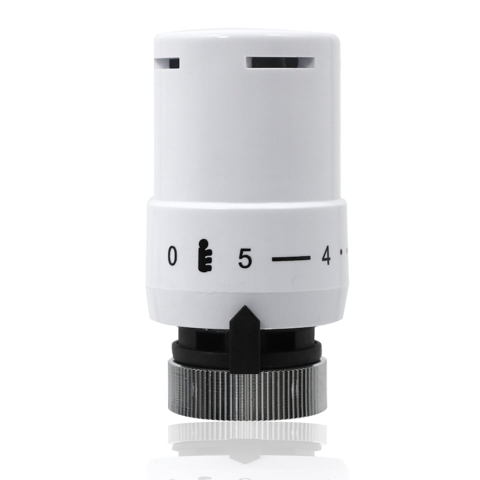 image 1 of Tower TRV Thermostatic Radiator Valve White Angled Lockshield 10-15mm Head Set