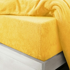 Velosso Teddy Fleece Warm and Cosy Fitted Sheet | Yellow | Ochre | King