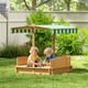 image 2 of Outsunny Kids Square Wooden Sandpit, Children Sandbox Outdoor Playset | Yellow | Natural, Blue