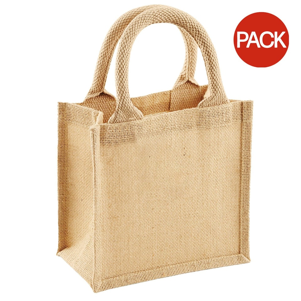 Westford Mill Jute Petite Gift Bag (4L) (Pack of 2) - Natural - One Size Cream