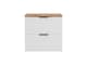 image 1 of Wall Hung White Bathroom Vanity Unit 600mm Oak Countertop Worktop Cabinet with Drawers Ribbed Fluted Adel