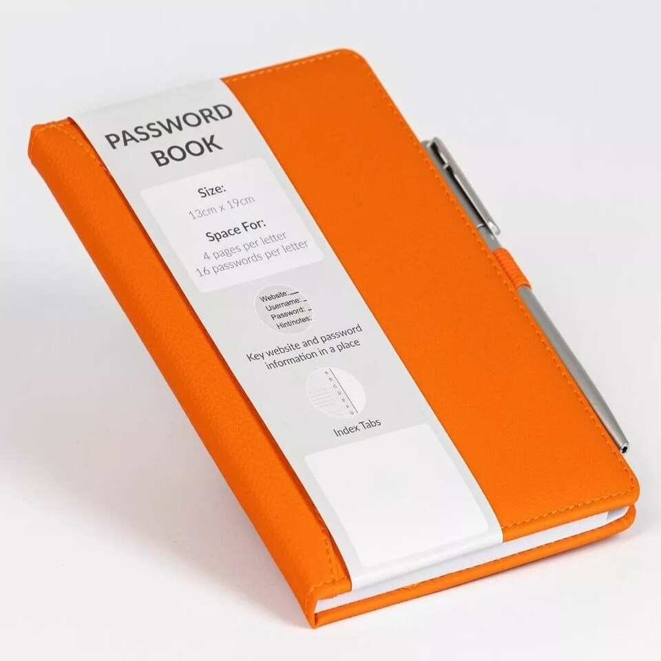 image 1 of Orange Password Book & Pen