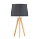 image 1 of Voyage - Light Oak Table Lamp Bedside Light with Grey & Silver Shade | Brown | Grey | Large | 1