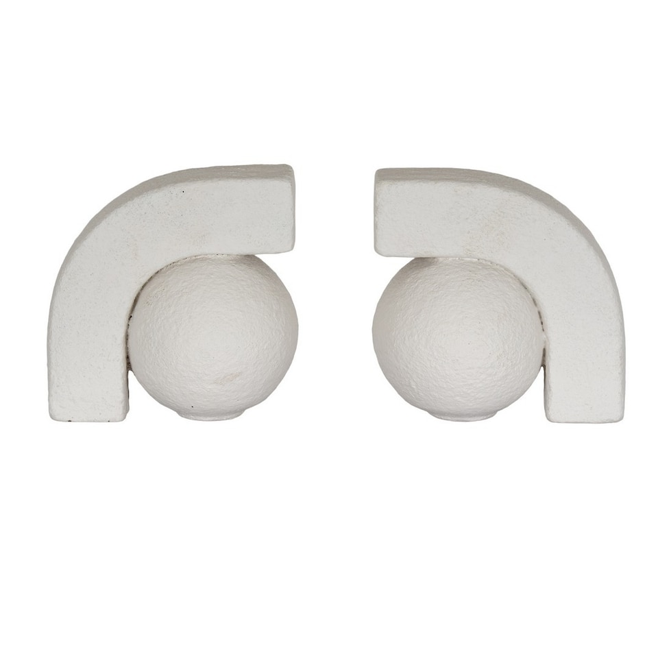 image 1 of Ashen Book Ends - Ceramic - L9 x W27 x H13 cm - White