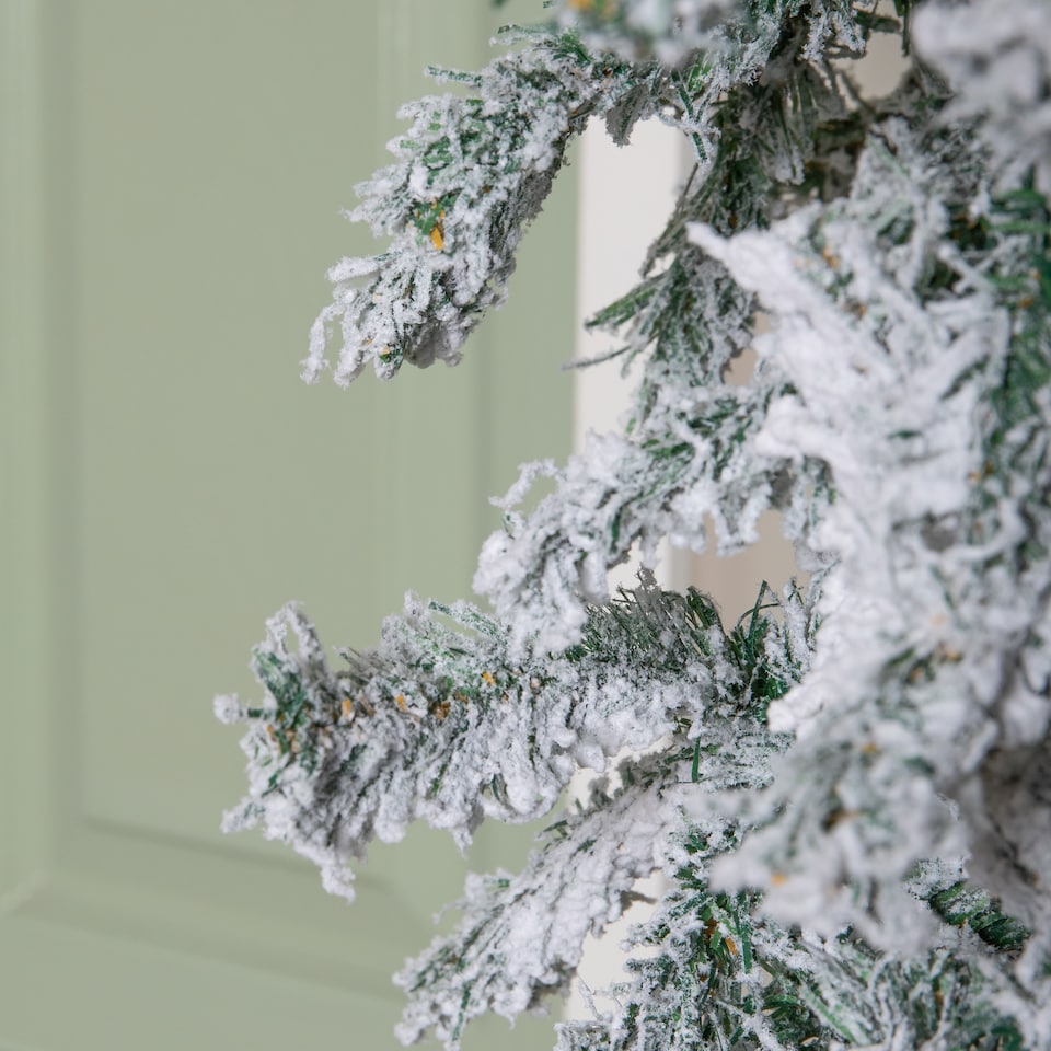 image 1 of 8ft Samuel Alexander Single Door Snow Flocked Christmas Tree Flat Top Arch with 2000 Tips