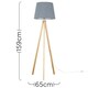 image 3 of ValueLights Barbro Wood Tripod Floor Lamp Grey Taper Shade