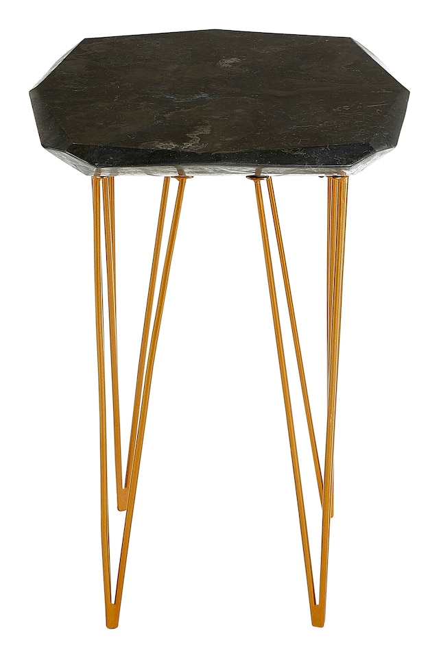 image 1 of Modern Small Black Marble Top Side Table, Durable Metal Side Table, Chic Constructed Modern Side Table | Black