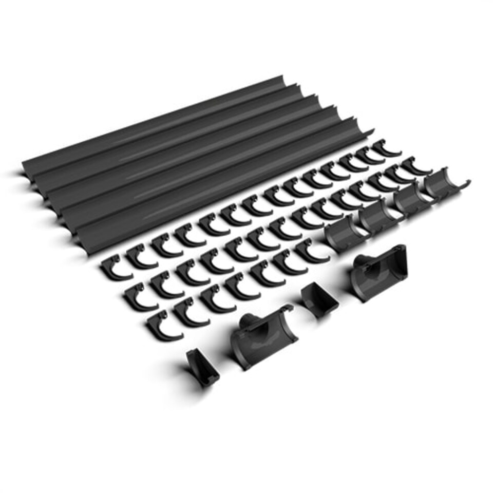 image 1 of FloPlast 170mm XtraFlo Industrial Gutter Kit 20m - Stopend Outlet - Black