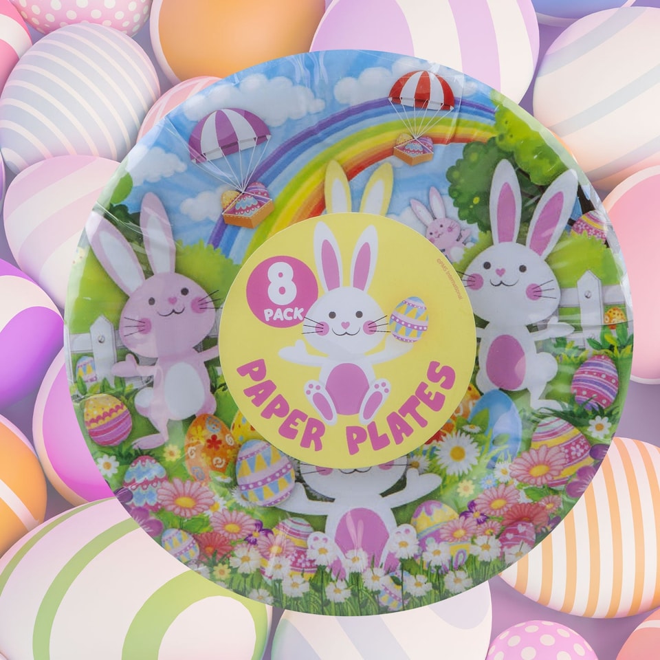 image 1 of vfm-estore Easter Paper Plates 8-Pack - 7" Bunny Design