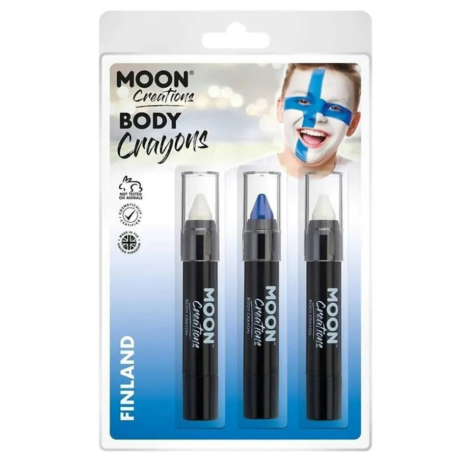 image 1 of Moon Creations Logo Body Crayons - White/Blue/White - One Size