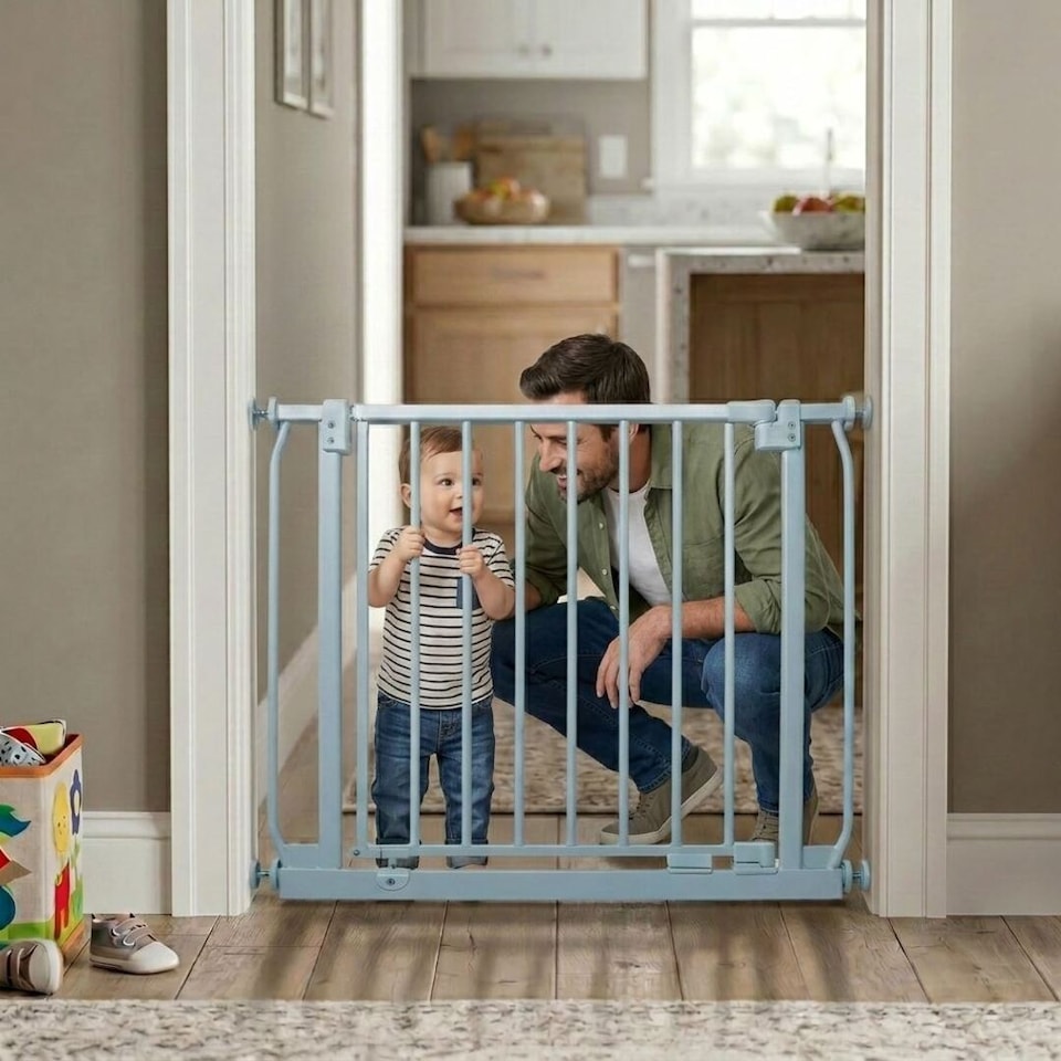 image 1 of Safetots Elite Pressure Safety Gate, 71cm - 80cm, Matt Grey, Pressure Fit Stair Gate