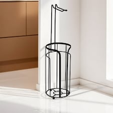 Showerdrape Dante Black Toilet Roll Holder & Spare Paper Holder Combination