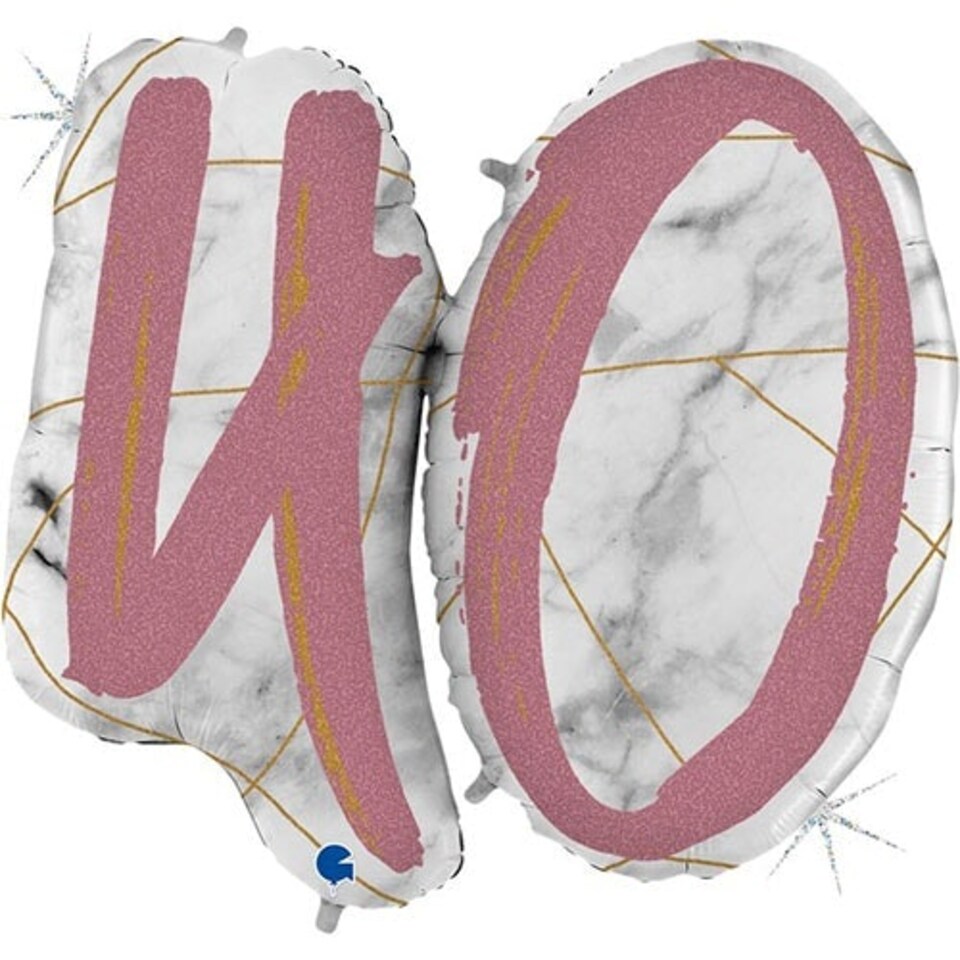 Age 40 Rose Gold Marble Mate Holographic Helium Foil Giant Balloon 102cm / 40 in