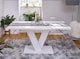 image 3 of White Gloss Dining Table Compact Small Kitchen Table Extending 120 to 160cm V Pedestal Leg 6 8 Seater Masy