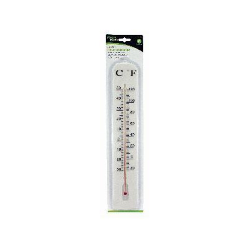 Green Blade Plastic Garden Thermometer - White