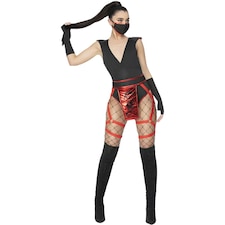 Fever Womens/Ladies Scarlet Ninja Costume - Black/Red - S S