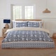 image 1 of Eleanor Floral Microfibre Reversible Duvet Cover Set with Pillowcase Blue | Double