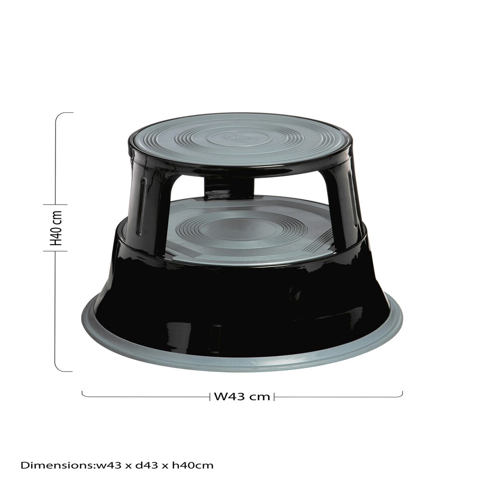image 1 of Interiors by Premier 2-Tier Black Step Stool, Dual-Level Design With Anti-Slip Treads And Sturdy Frame, Compact, Foldable