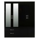 image 3 of Nevada 4 Door 2 Drawer Mirrored Wardrobe Black