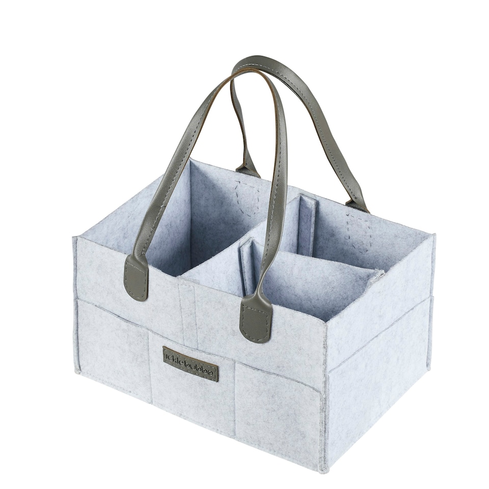 image 1 of Portable Felt Storage Caddy – Organiser for Baby Essentials with Multiple Compartments, Easy to Assemble and Carry, Ideal for Nappies, Creams, and Toys (Grey)