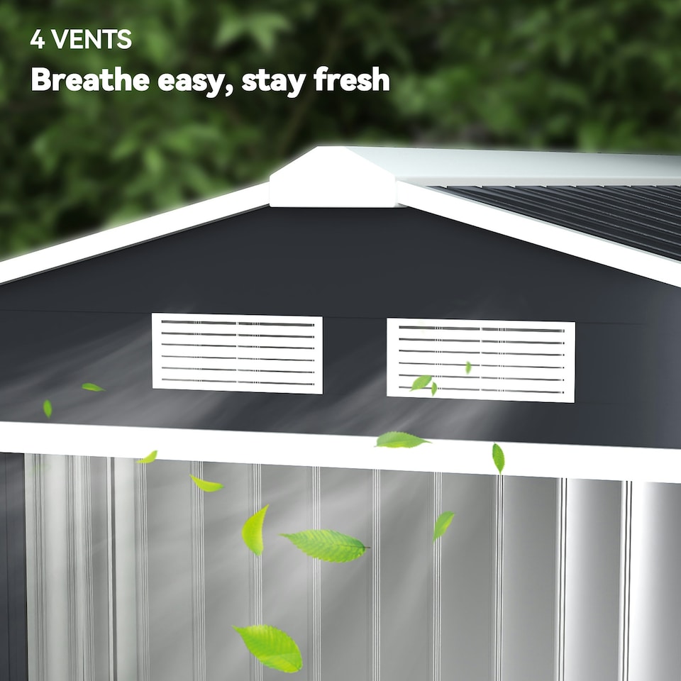image 1 of Outsunny 7 x 4ft Garden Shed Storage with Foundation Kit and Vents, Dark Grey