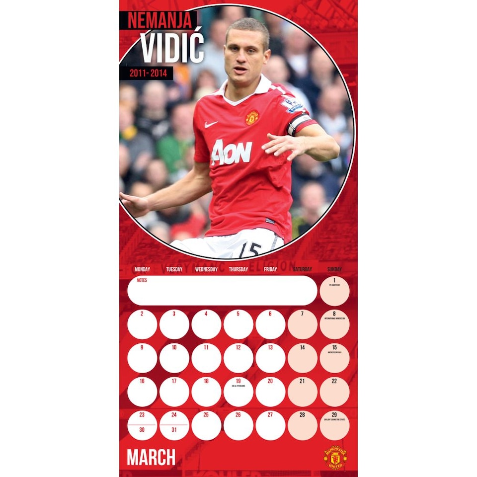 image 1 of MANCHESTER UNITED FC LEGENDS 2026 SQUARE CALENDAR