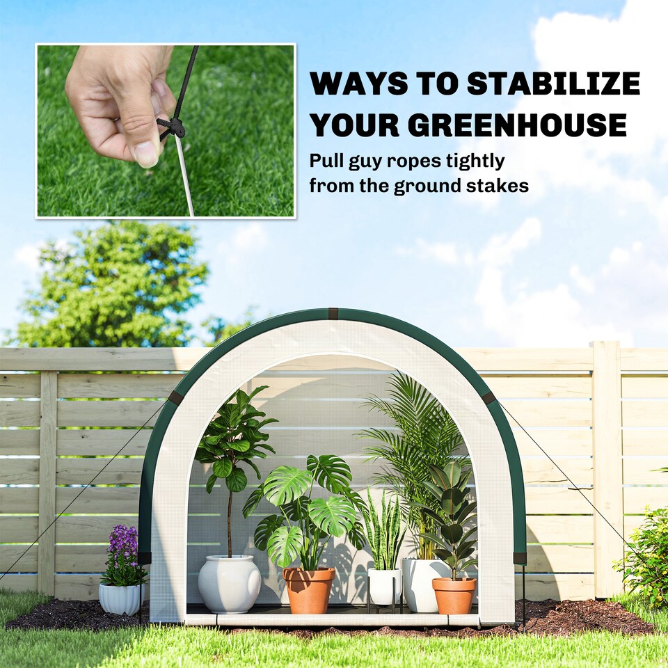 image 1 of Outsunny Foldable Small Greenhouse, Mini Greenhouse with PE Base, Green | Green | Green
