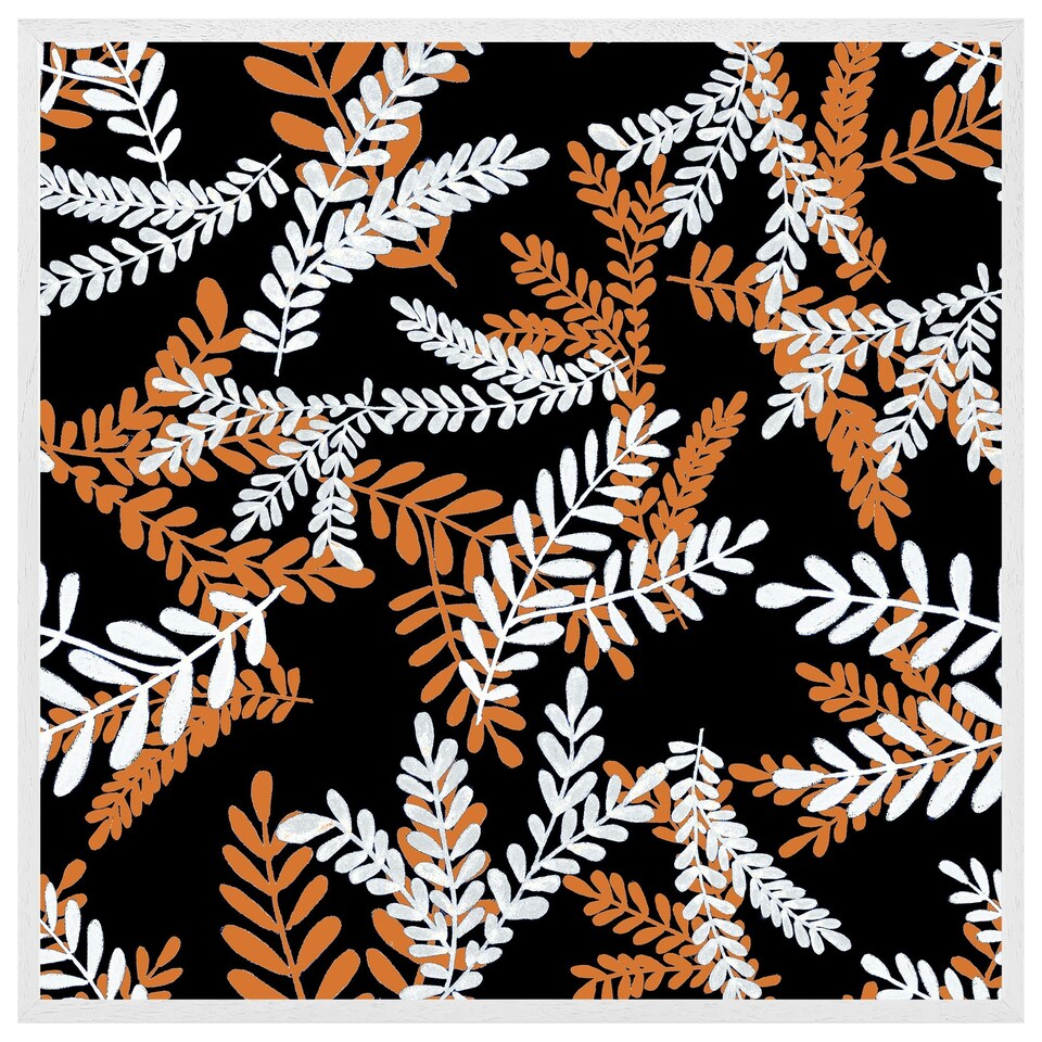 image 1 of White & orange olive leaves (Picture Frame) White | XS