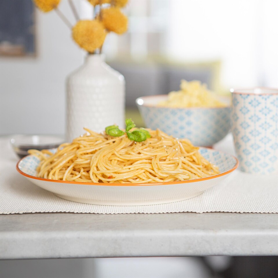 image 1 of Nicola Spring 24 Piece Hand-Printed Dinner Set - Blue