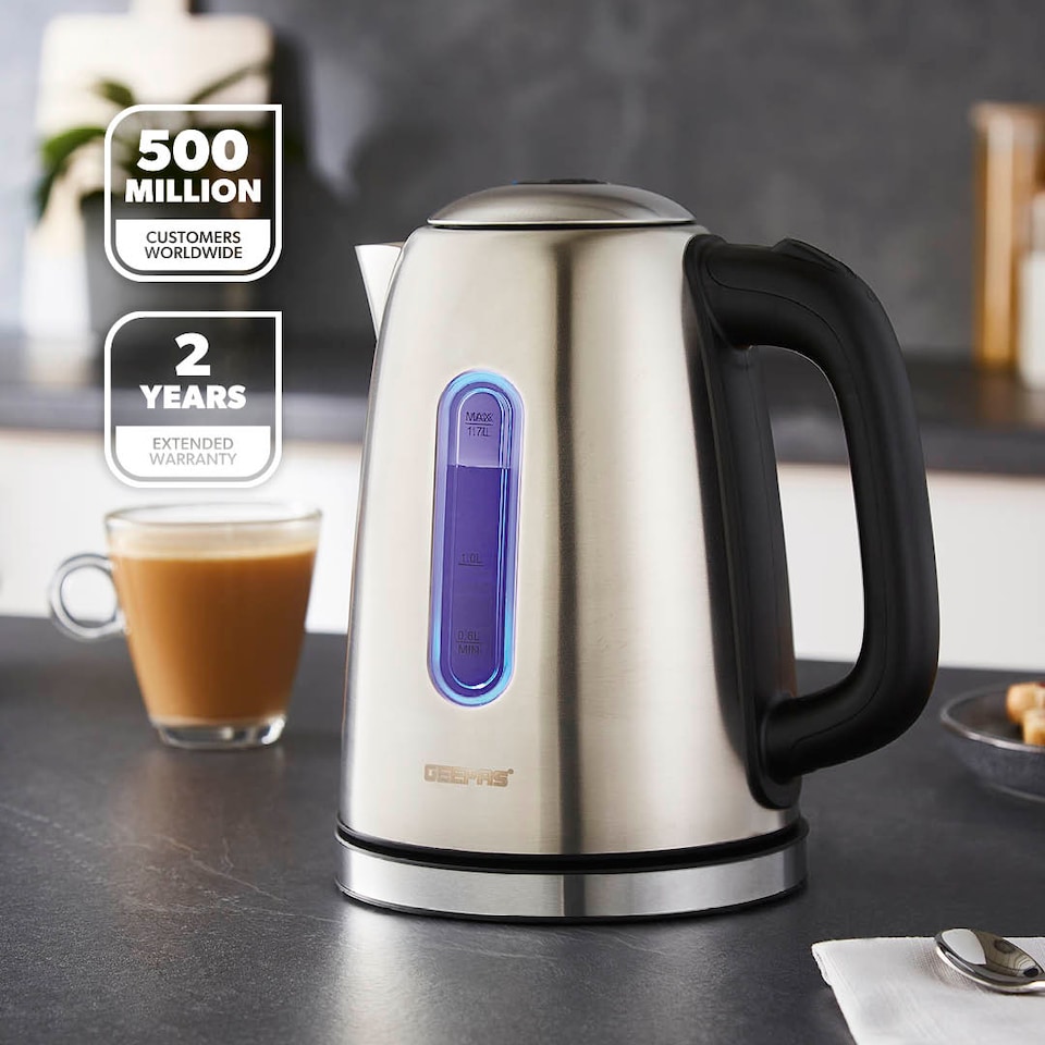 image 1 of GEEPAS 1.7L Illuminating Stainless Steel Kettle 2200W Silver