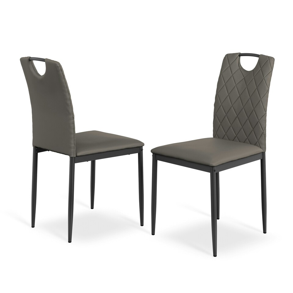 image 1 of Set Of 2 Monza Faux Leather Dining Chair Modern Padded Seat Metal Legs Kitchen Grey | Grey