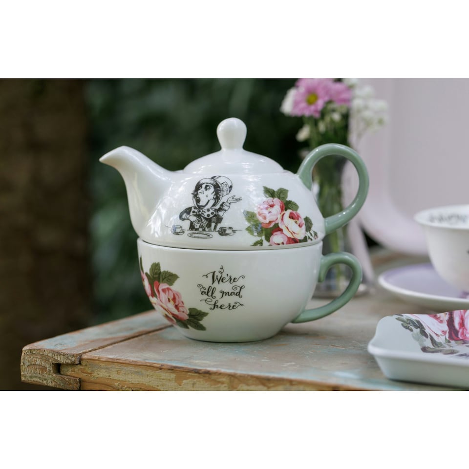 image 1 of Mikasa Alice in Wonderland Tea Set Bone China Stacking | White | 1