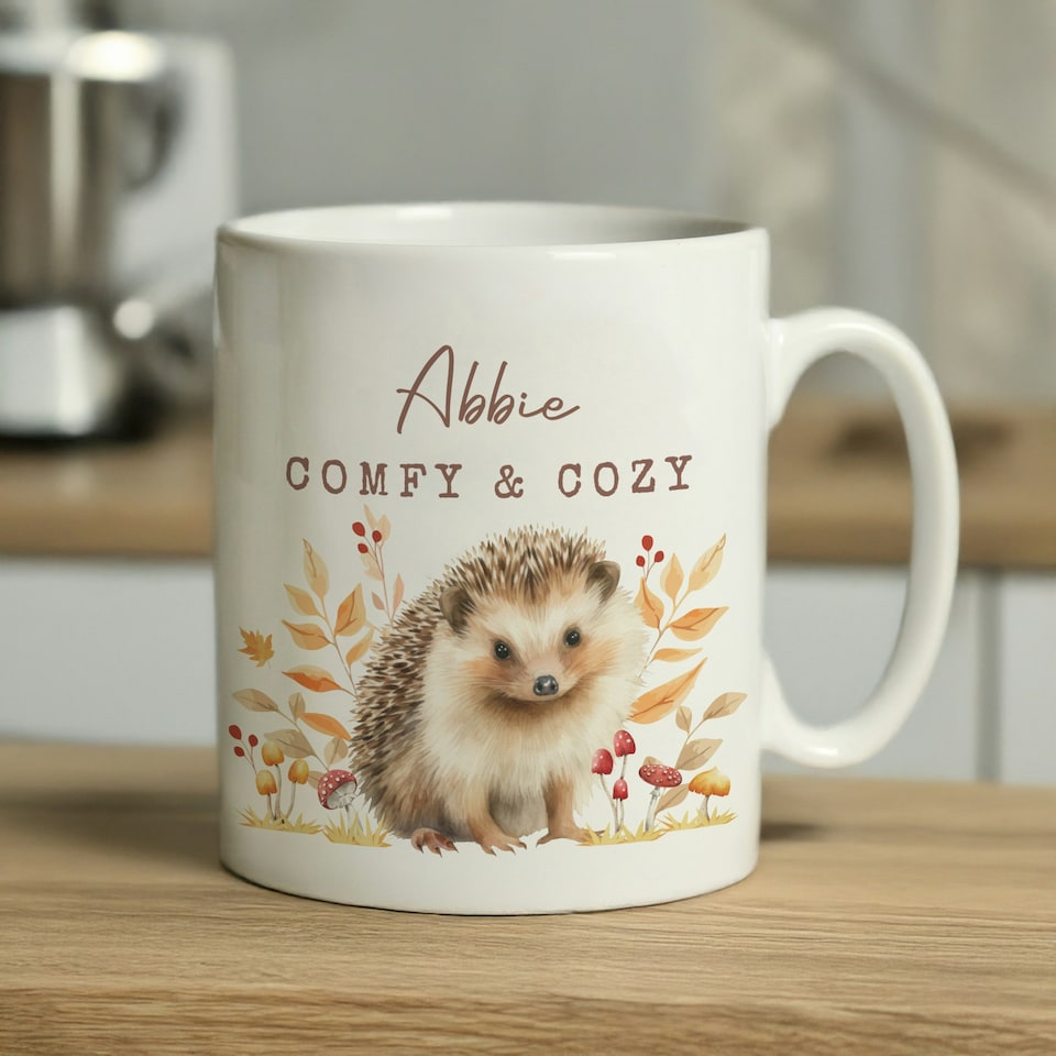 image 1 of Personalised Hedgehog Mug White