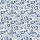 image 1 of Folksy Floral Wallpaper in Blue on White Blue