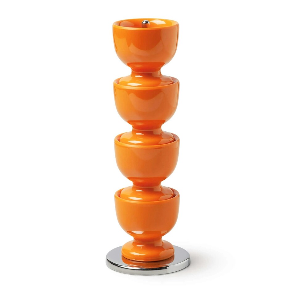 Zeal Stack & Store Egg Cups Set with Chrome Stand, Set of 4, Neon Orange