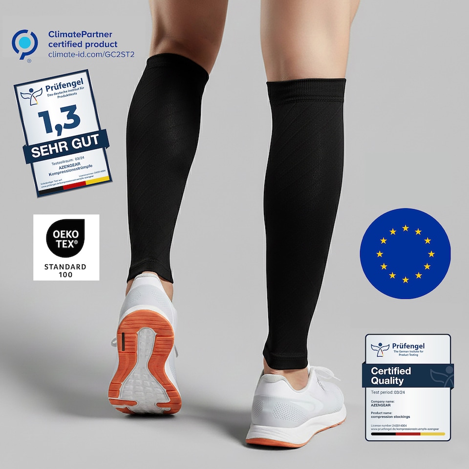 image 1 of aZengear Calf Support Compression Sleeves (Pair) for Women, Men, Running, Shin Splints