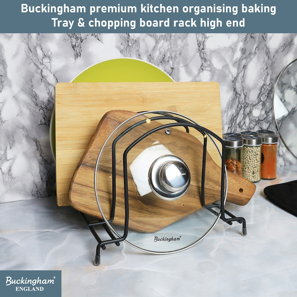 image 1 of Buckingham Kitchen Organising Chopping Board Rack 26 cm - Black | Black