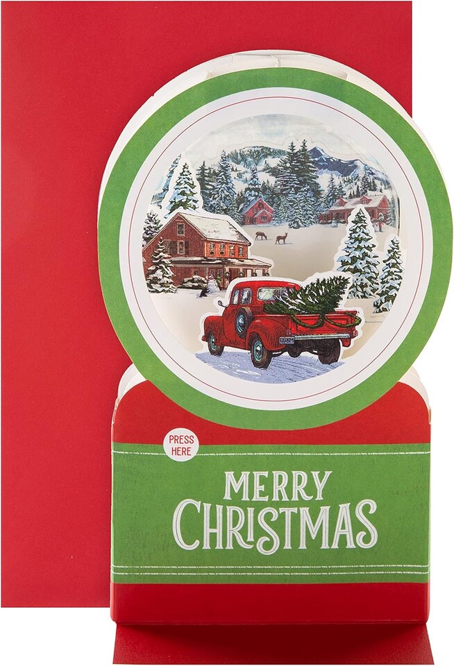 image 1 of 3D Pop-Up Musical Winter Journey Snowglobe Design Christmas Card