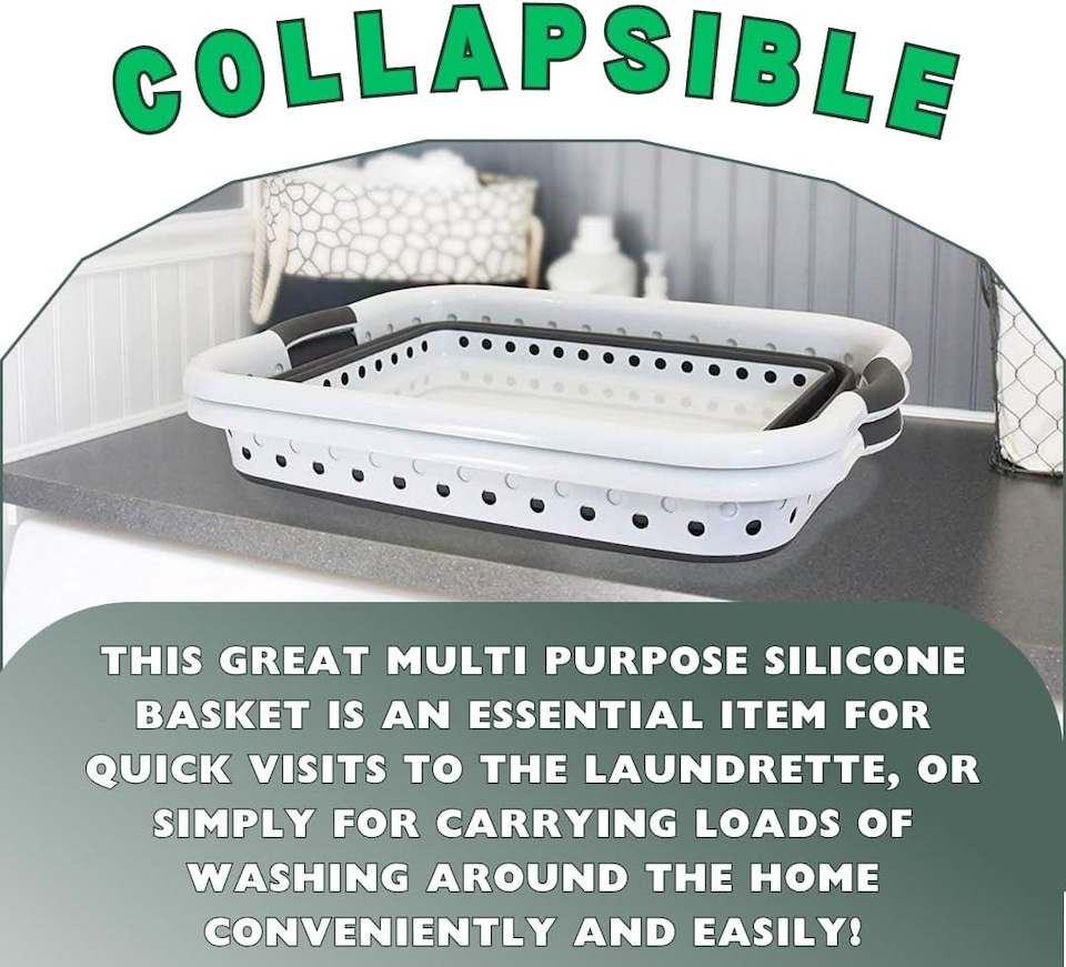 image 1 of Marco Paul  Collapsible Laundry Basket Folding Pop Up Washing Bin Clothes Storage | White