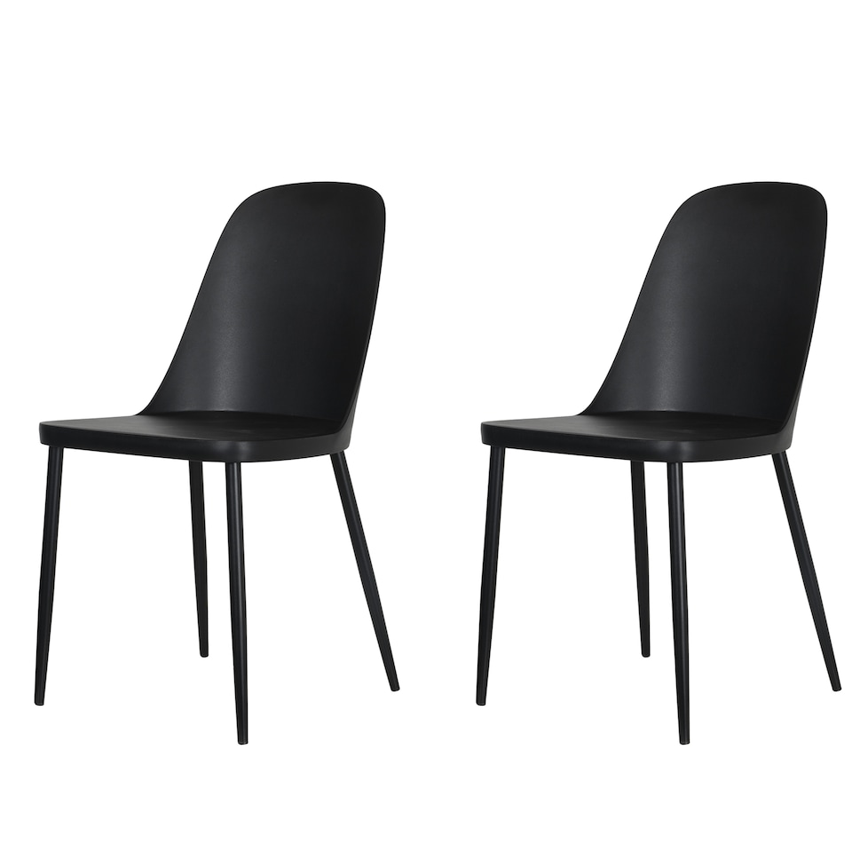 image 1 of Aspen White 80cm Square Dining Table with 2 Modern Plastic Duo Design Chairs - Compact Dining Set | Black | Black | 1