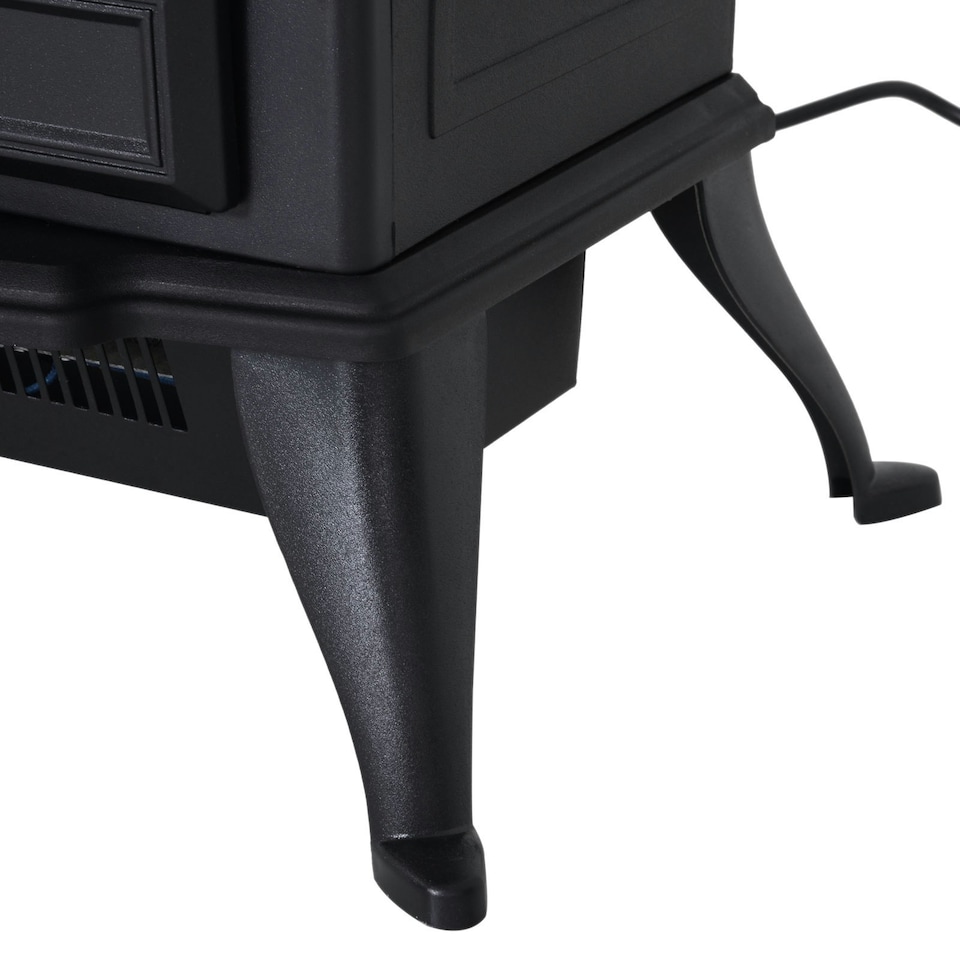 image 1 of HOMCOM Free Standing Fireplace Flame Effect Electric Heater Log Burning Black