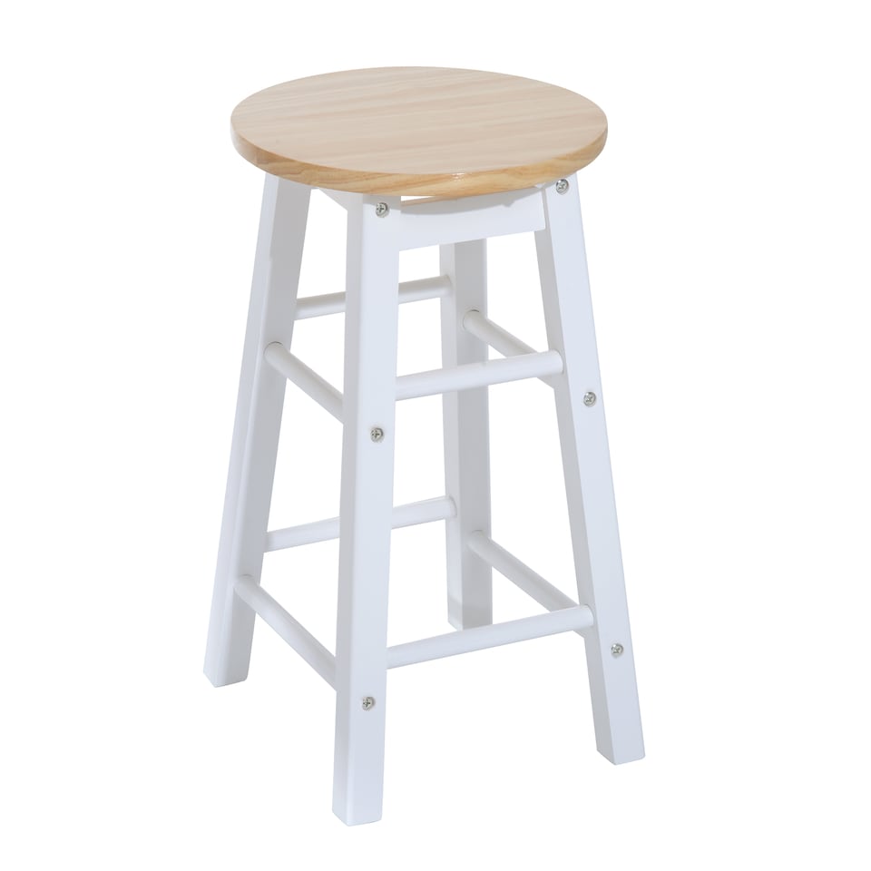 image 1 of HOMCOM 3 Pieces Dining Room Set, Mobile Foldable Dining Table and 2 Stools with Storage Shelf, 2 Drawers and 6 Wheels, Drop Leaf Bar Table and Stools for Home Kitchen Pub, White