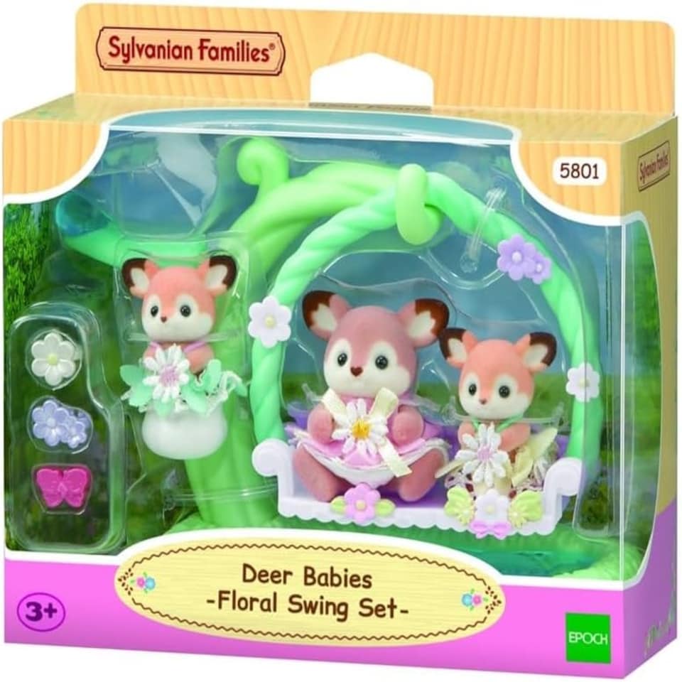 image 1 of Sylvanian Families - Deer Babies Floral Swing Set