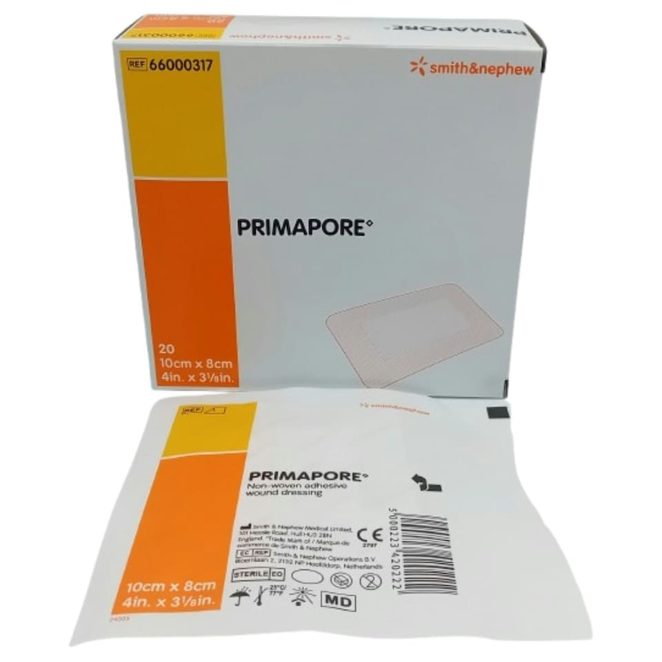 image 1 of Primapore Adhesive Wound Dressings 10cm x 8cm Box of 20